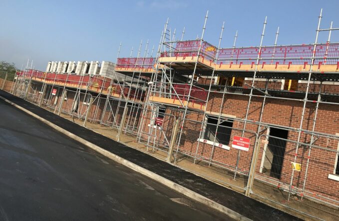 Scaffolding at front of new build development