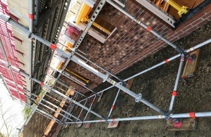 Scaffolding, close up of post supports